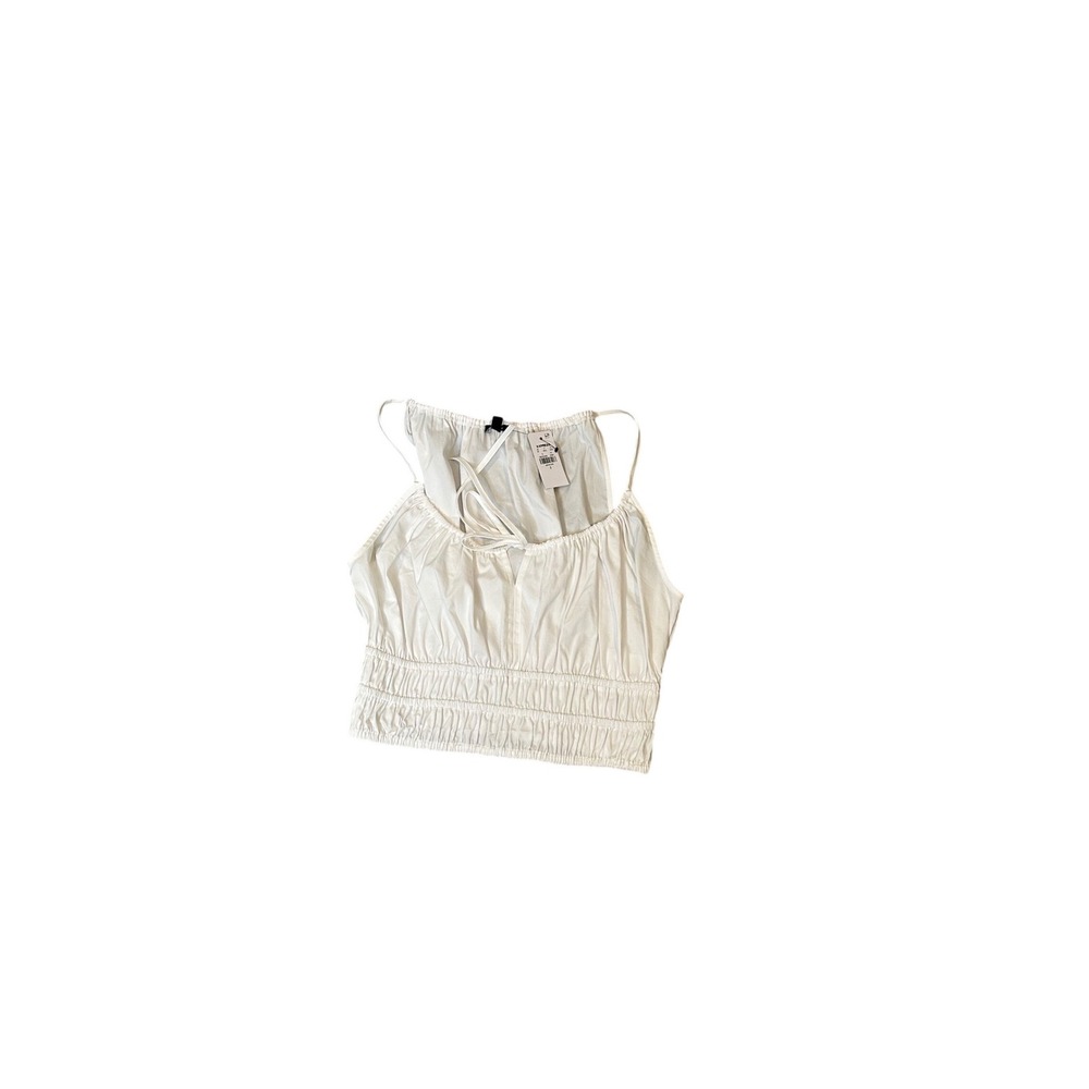 Express White Smocked Shirred Cropped Tank Top Spaghetti‎ Strap Women's Small